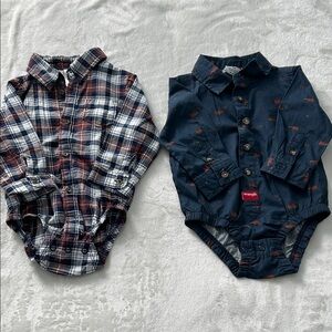 Wrangler Kids Plaid and Navy Button Down Shirts